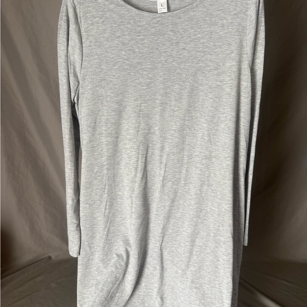 Light Gray Long Sleeve Swing Dress